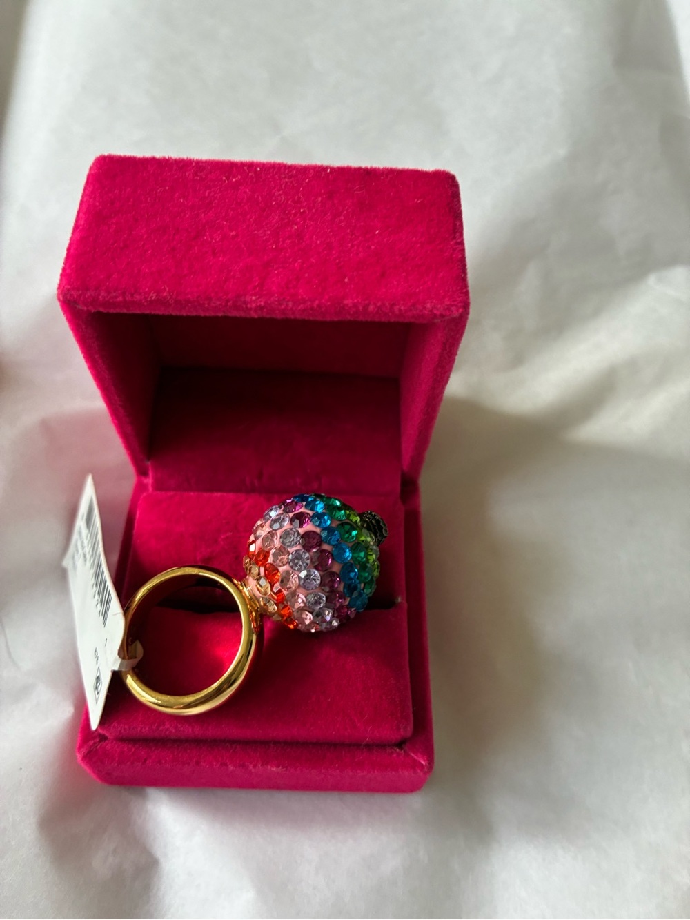 Kurt Geiger Multicolor Crystal Dome Ring with Shell Accent, size 7
